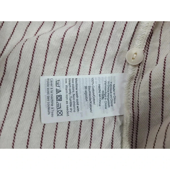 Madewell Flannel Grandpa Pullover Shirt Womens XS Cream Red Striped Button Back - Picture 7 of 7
